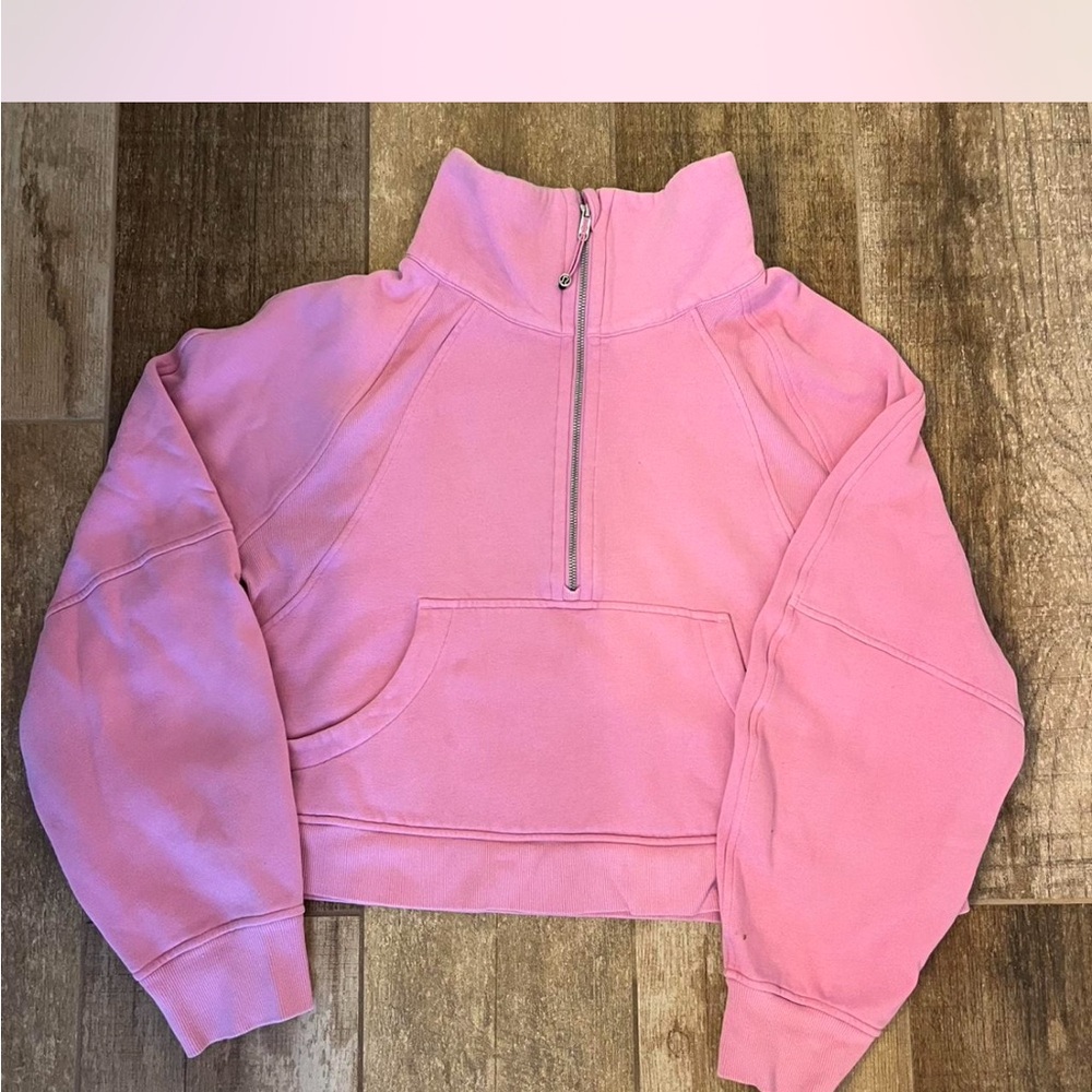 Pink Half-Zip Cropped Sweatshirt